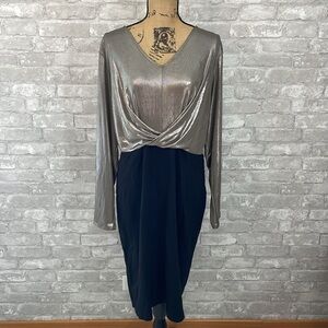 6Th&LN Black and Silver front Crossover Dress
